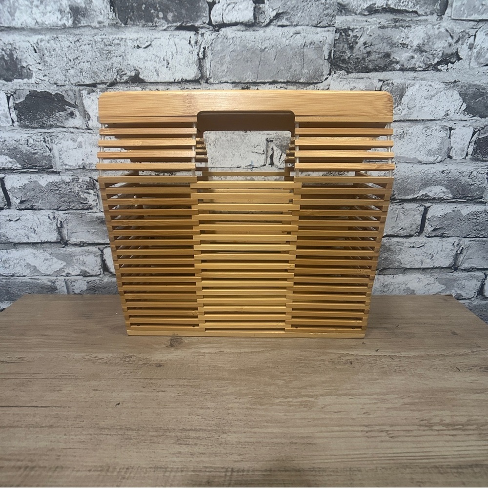 EUC Elegant Tan Wooden Handbag